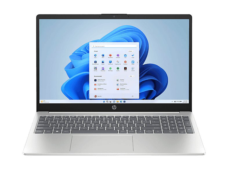 Portátil - HP 15-fc0244ns, 15.6" Full HD, AMD Ryzen™ 5 7520U, 16GB RAM, 1TB SSD, Radeon™ Graphics, Sin sistema operativo, Plata/Azul lunar