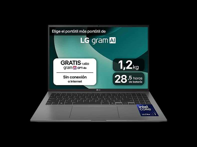 Portátil - LG 16Z90TL-G.AU88B, 16" WQXGA, Intel® Evo™ Edition Core™ Ultra i7-258V, 32 GB RAM, 1 TB SSD, Arc™ GPU, W11H, Negro