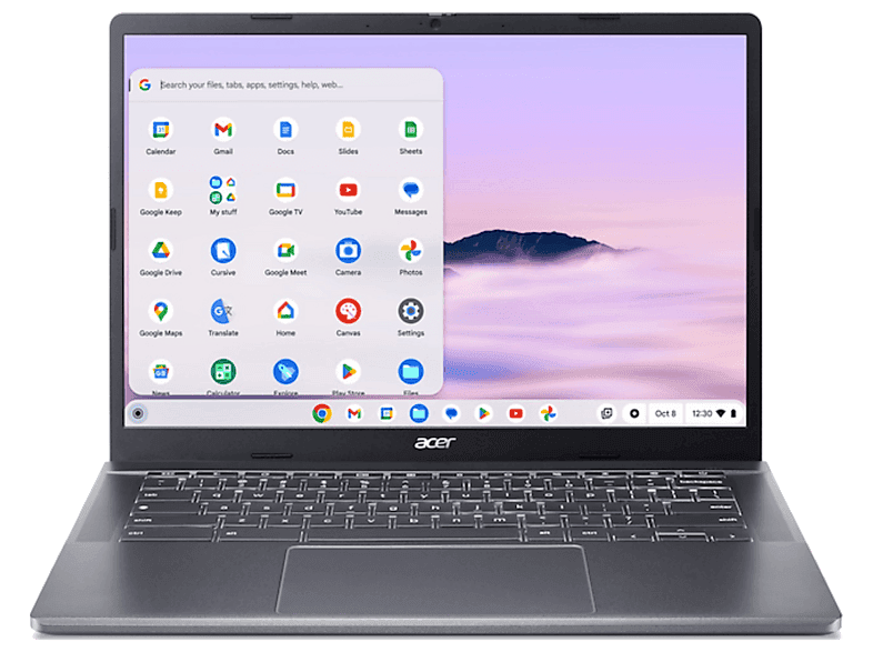 Portátil - Acer Chromebook Plus 514 CB514-3HR5JQ, 14" WUXGA, Ryzen™ 5 7520C, 8GB RAM, 256 GB SSD, Radeon™ Onboard Graphics, ChromeOS, Sin cargador