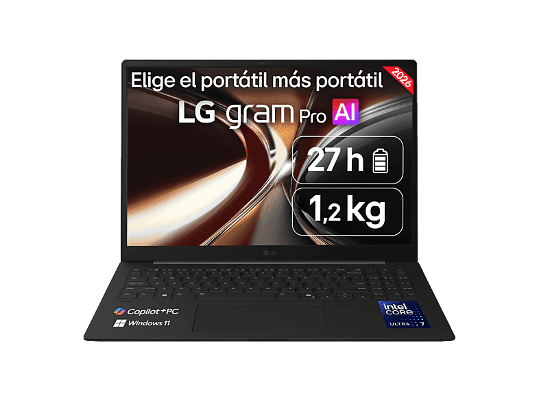 LG - Portátil LG gram Pro 16Z90U-K.AUB8BN, Copilot+ PC, Intel Core Ultra X7-358H, 32 GB, 1 TB SSD, 16" OLED, W11.
