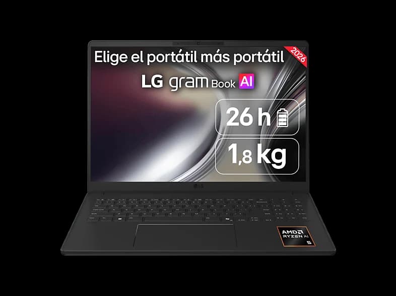 LG - Portátil LG gram Book 16UD55U-G.AX85BN, Ryzen AI 7-445, 32 GB, 512 GB SSD, 16", Sin Sistema Operativo.