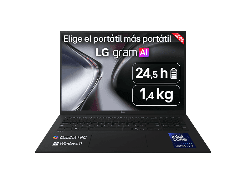 Portátil - LG 17Z90TL-G.AU88BN, 17" WQXGA Copilot+ PC, Intel® Core™ Ultra 7 258V, 47 TOPS, 32GB RAM, 1TB SSD, Arc™ Onboard Graphics, Windows 11 Home