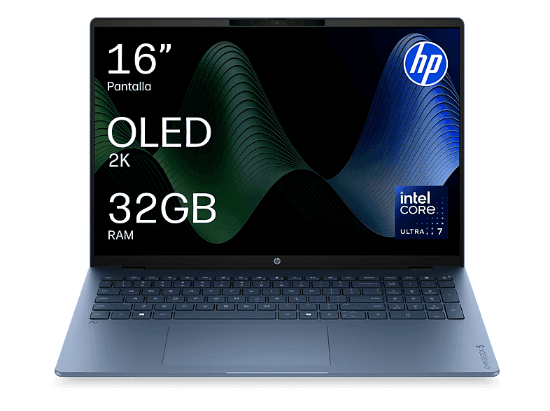 Portátil - HP OmniBook5 Next Gen AI 16-bm0004ns Copilot+ PC, 16" 2K OLED, Intel® Core™ Ultra 7 355 49 TOPS, 32GB RAM, 1TB SSD, W11 Home, Sin cargador