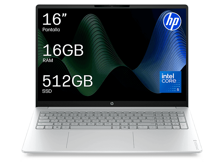Portátil - HP OmniBook 3 16-bu0021ns, 16" 2K, Intel® Core™ 5 120U, 16 GB RAM, 512 SSD, Onboard Graphics, Windows 11 Home, Sin cargador