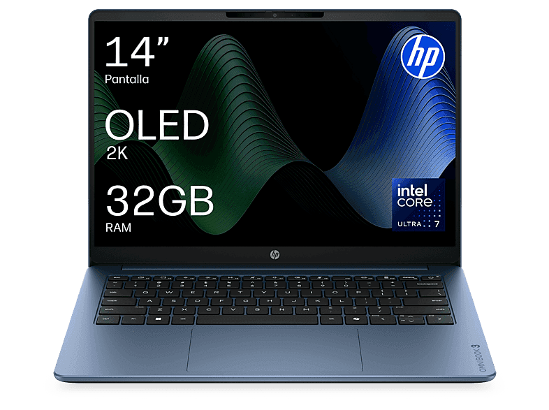 Portátil - HP OmniBook 5 Next Gen AI 14-hh0008ns Copilot+ PC, 14" 2K OLED, Intel® Core™ Ultra 7 355 49 TOPS, 32GB RAM, 1TB SSD, W11H, Sin cargador