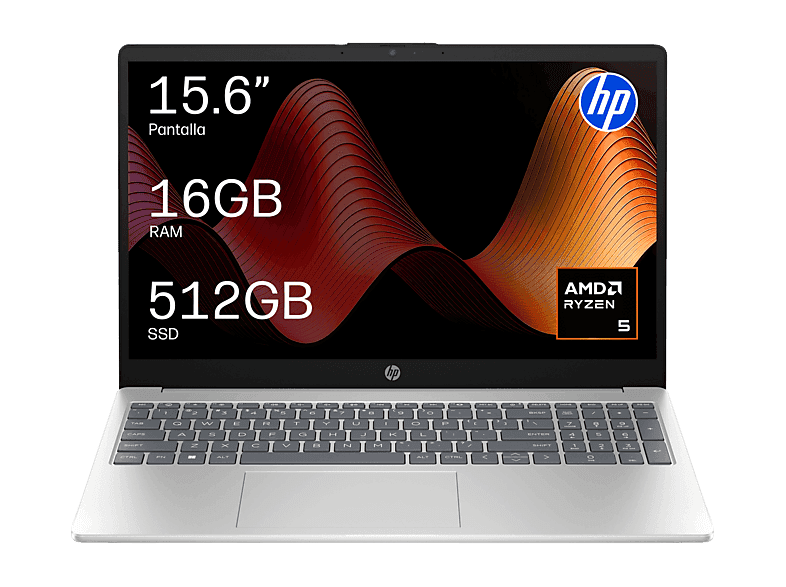 Portátil - HP 15-fc1002nsx, 15.6" Full-HD, AMD Ryzen™ 5 7520U, 16 GB RAM, 512 SSD, Radeon™ 610M, Sin sistema operativo, cargador