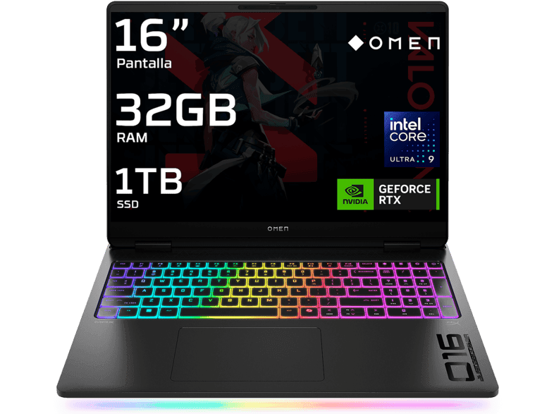 Portátil gaming - HP OMEN MAX 16-ah0042ns, 16" WQXGA, Intel® Core™ Ultra 9 275HX, 32 GB RAM, 1 TB SSD, GeForce RTX™ 5080, Sin sistema operativo