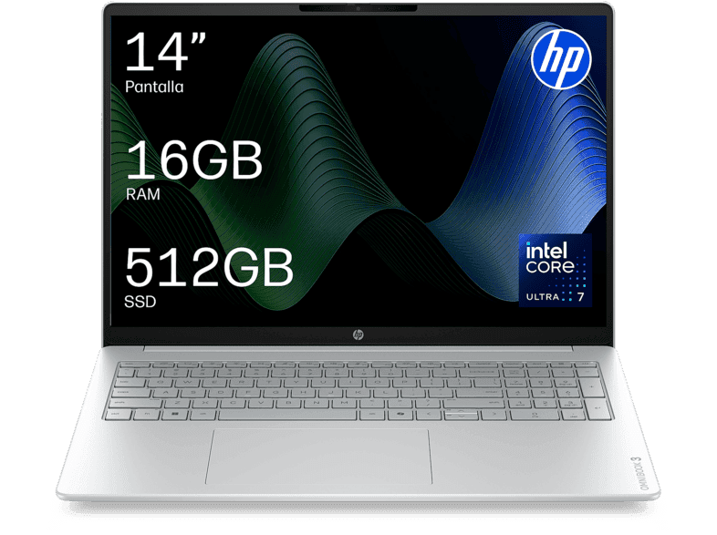 Portátil - HP OmniBook 3 Next Gen AI 14-hs0001nsx Copilot+PC, 14" 2K, Intel® Core™ Ultra 7 355, 49 TOPS, 16 GB RAM, 512 SSD, W11H, Sin cargador