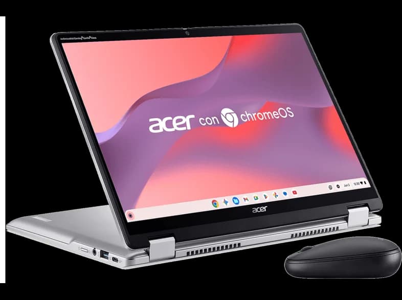 Portátil - Acer Chromebook Spin 314 CP314-2HN-C7T7, 14" WUXGA, Intel® N100, 8GB RAM, 128 GB eMMC, UHD Graphics, Google ChromeOS, Plata, Ratón incluido