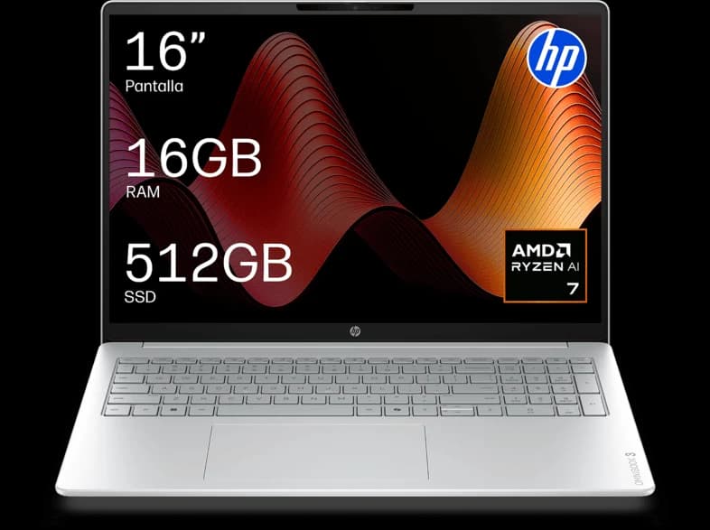 Portátil - HP OmniBook 3 Next Gen AI 16-bv0000nsx Copilot+PC, 16" 2K, AMD Ryzen™ 7 445, 50 TOPS, 16GB RAM, 512GB SSD, Windows 11 Home, Sin cargador