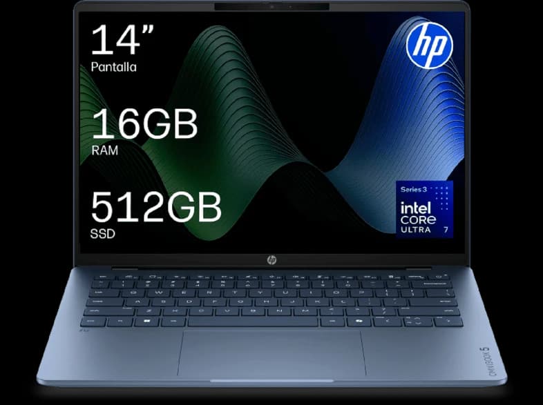 Portátil - HP OmniBook 5 Next Gen AI 14-hh0002nsx Copilot+PC,14"2K, Intel® Core™ Ultra 7 355, 49TOPS, 16GB RAM, 512GB SSD, Windows11Home, Sin cargador