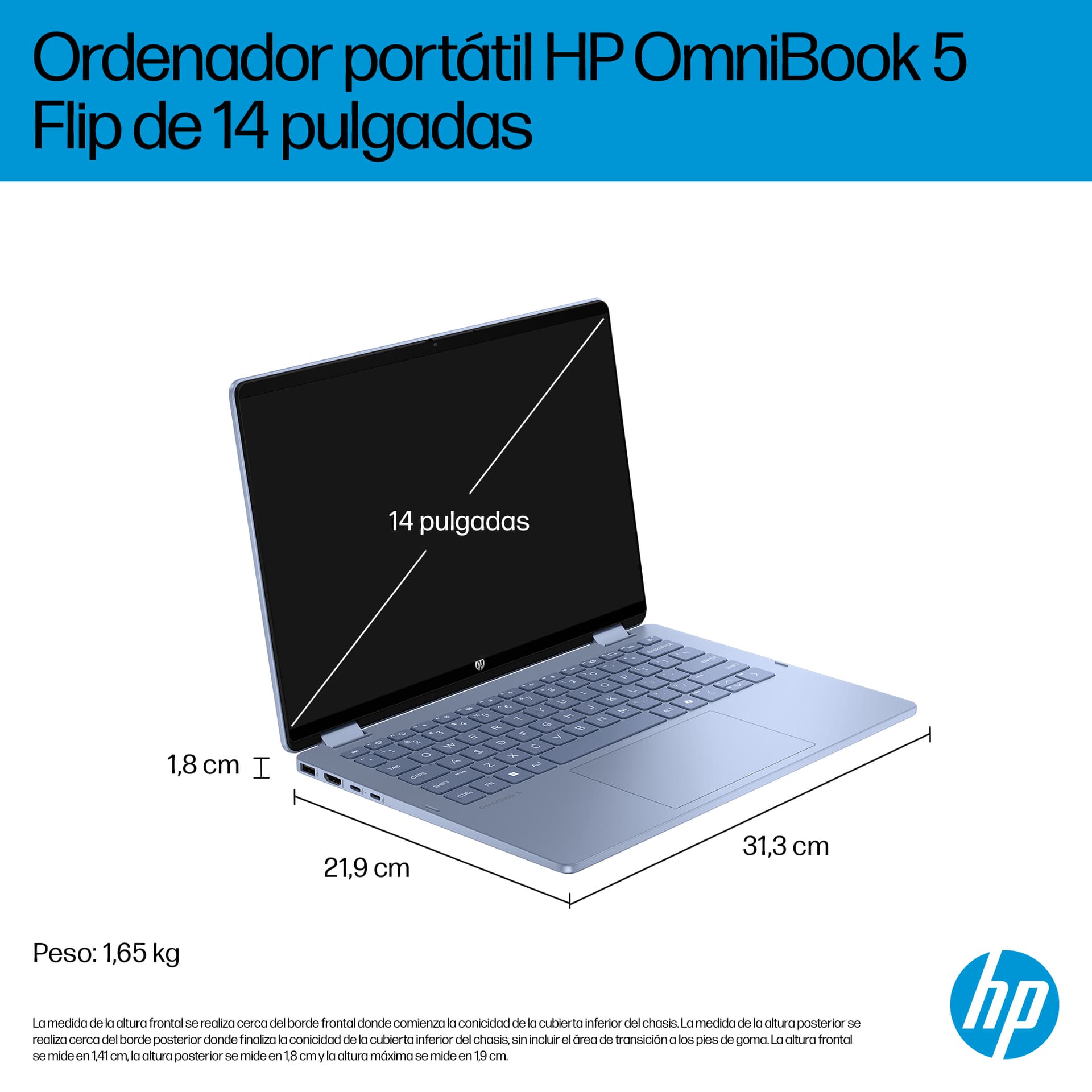 HP - Convertible 2 en 1 HP OmniBook 5 Flip 14-fp0000ns, i5-1334U, 16GB, 512GB SSD, 14', W11. - imagen 8
