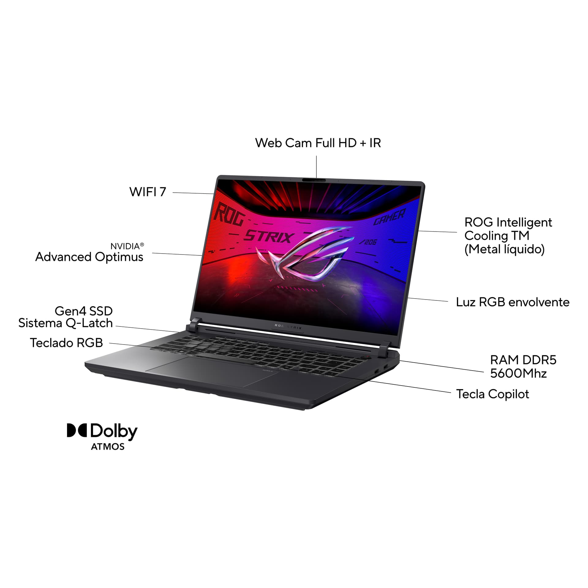 Portátil gaming - ASUS ROG Strix G16 G615LW-S5003, 16 " WQXGA, Intel® Core™ Ultra 9 275HX, 32 GB RAM, 1 TB SSD, GeForce RTX™ 5080, SSO - imagen 4