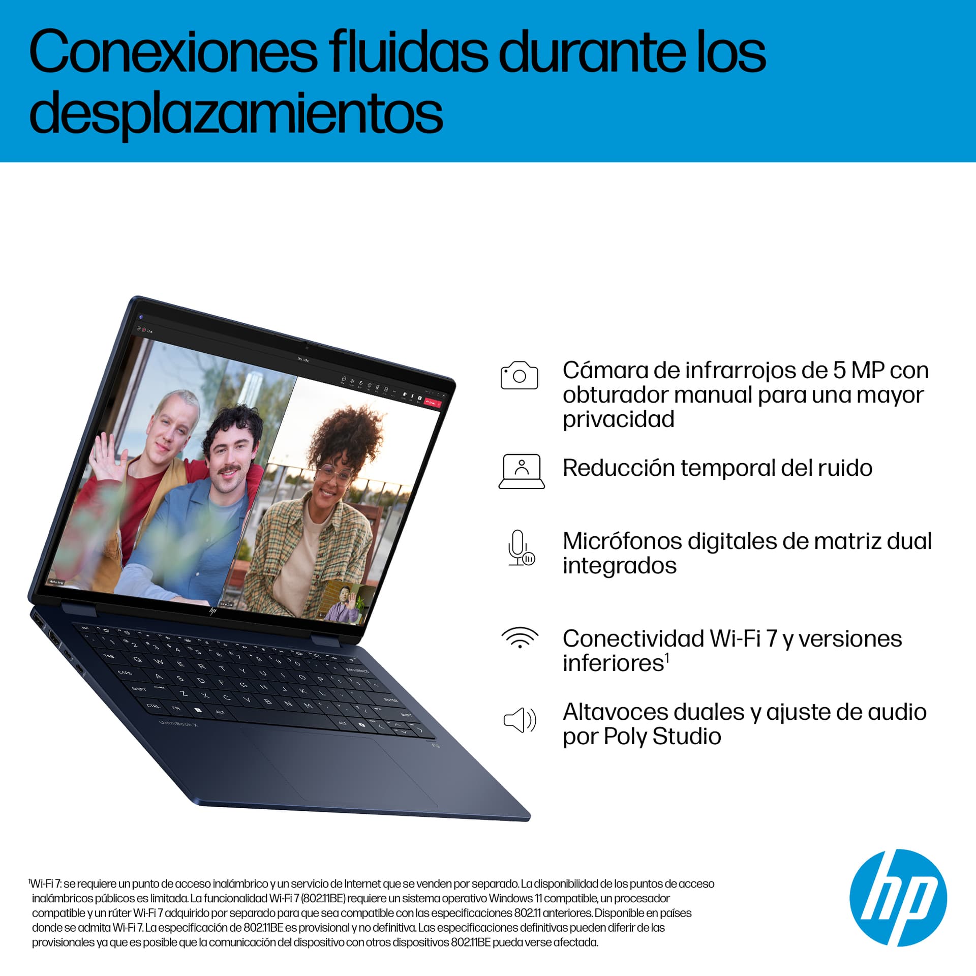 HP - Convertible 2 en 1 HP OmniBook X Flip 14-fm0000ns, Copilot+PC, Intel Core Ultra 7 EVO 258V, 32GB, 1TB SSD, 14' OLED, W11. - imagen 12