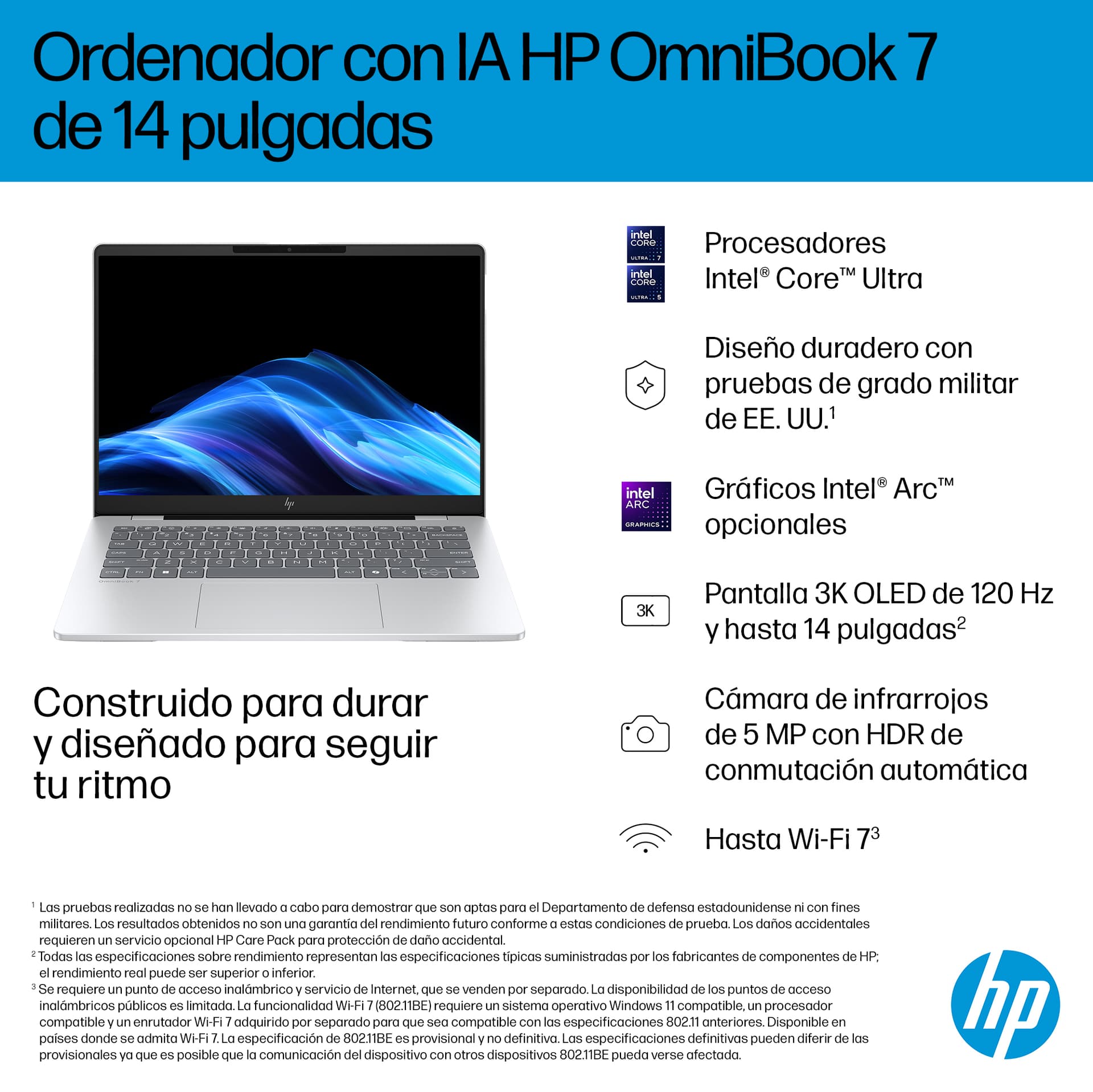 HP - Portátil HP OmniBook 7 14-fr0001ns, Intel Core Ultra 5 EVO-225U, 16GB, 1TB SSD, 14' OLED, W11. - imagen 12