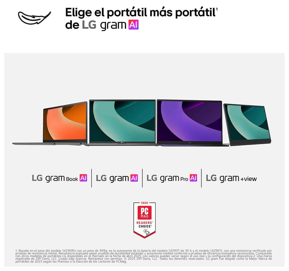 Portátil - LG 17Z90TR-E.AD88B, 17" WQXGA, Intel® Evo™ Edition Core™ Ultra 7-255H, 32 GB RAM, 1TB SSD, GeForce RTX™ 5050, W11H - imagen 13