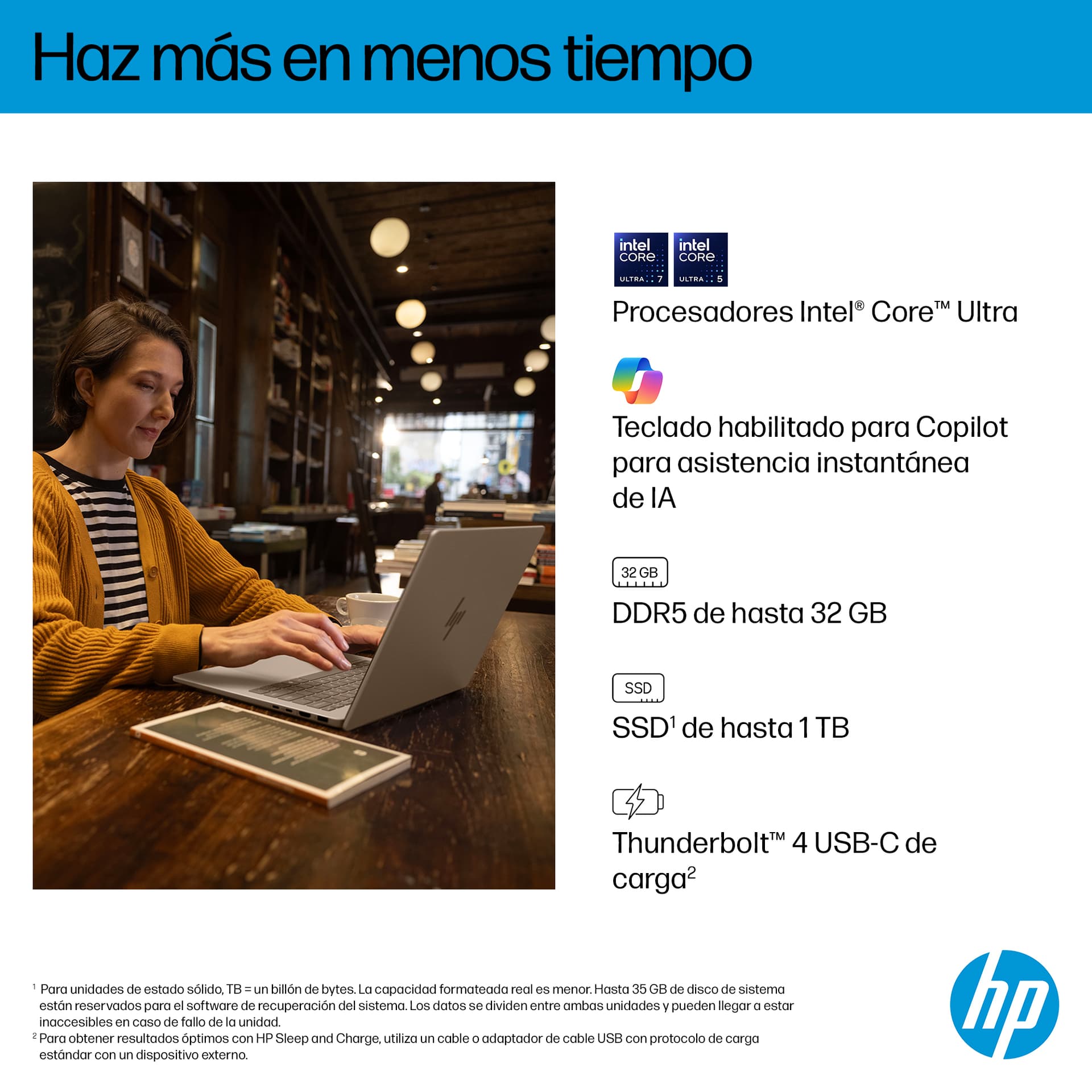 HP - Portátil HP OmniBook 7 14-fr0001ns, Intel Core Ultra 5 EVO-225U, 16GB, 1TB SSD, 14' OLED, W11. - imagen 9