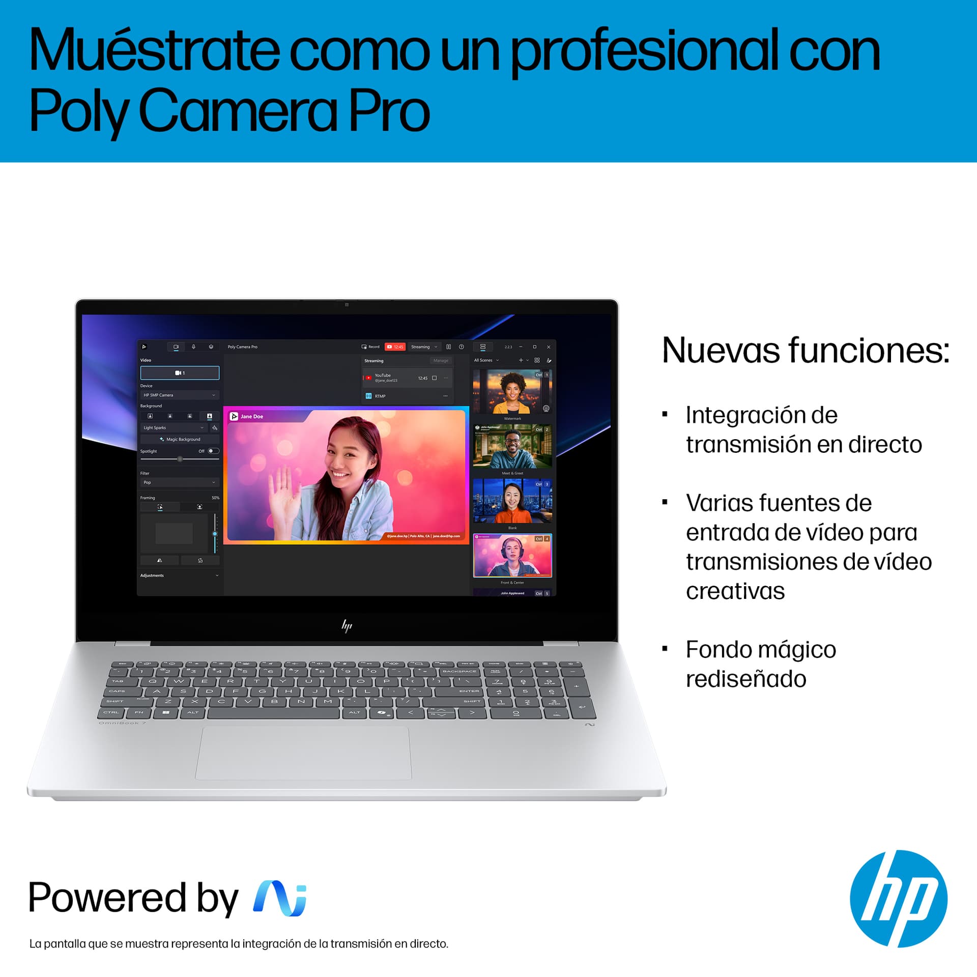 Portátil-HP OmniBook 7 NGAI 17-dc0003ns Copilot+ PC, 17,3" FHD, Intel® Core™ Ultra 258V, 32GB RAM, 1TB SSD, GeForce RTX 4050, Windows 11 Home, Plata - imagen 8