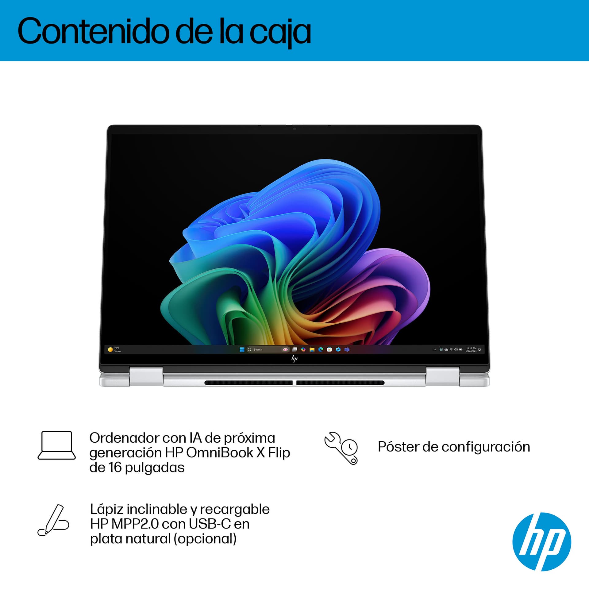 HP - Convertible 2 en 1 HP OmniBook X Flip 16-as0000ns, Copilot+PC, Intel Core Ultra 7 EVO 258V, 32GB, 1TB SSD, 16' OLED, W11. - imagen 6