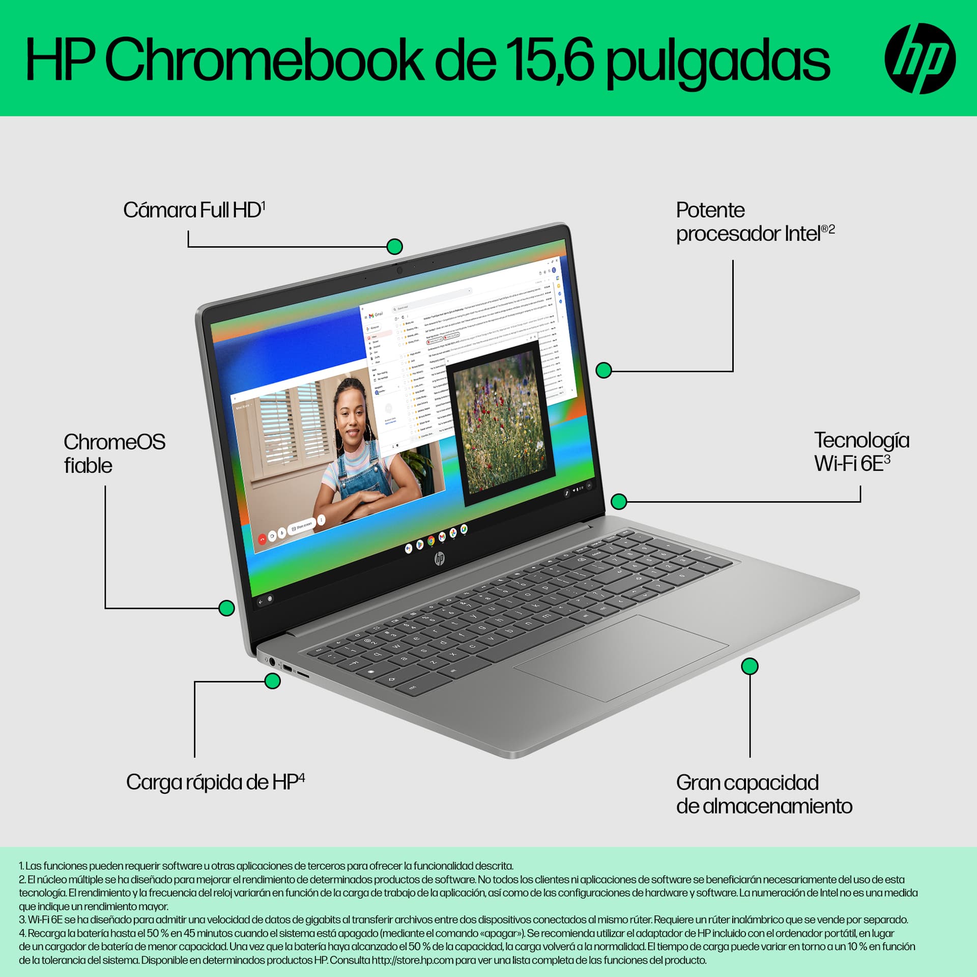 HP - Chromebook Plus HP 15a-nb0000ns, Intel Core i3-N305, 8 GB, 256 GB UFS, 15,6", ChromeOS. - imagen 12