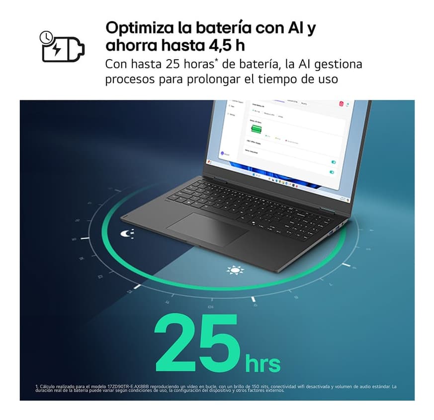 Portátil - LG 17Z90TR-E.AD88B, 17" WQXGA, Intel® Evo™ Edition Core™ Ultra 7-255H, 32 GB RAM, 1TB SSD, GeForce RTX™ 5050, W11H - imagen 4