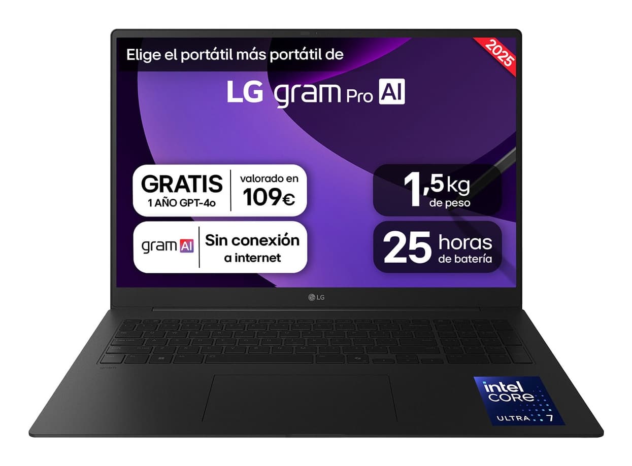 Portátil - LG 17Z90TR-E.AD88B, 17" WQXGA, Intel® Evo™ Edition Core™ Ultra 7-255H, 32 GB RAM, 1TB SSD, GeForce RTX™ 5050, W11H - imagen 2