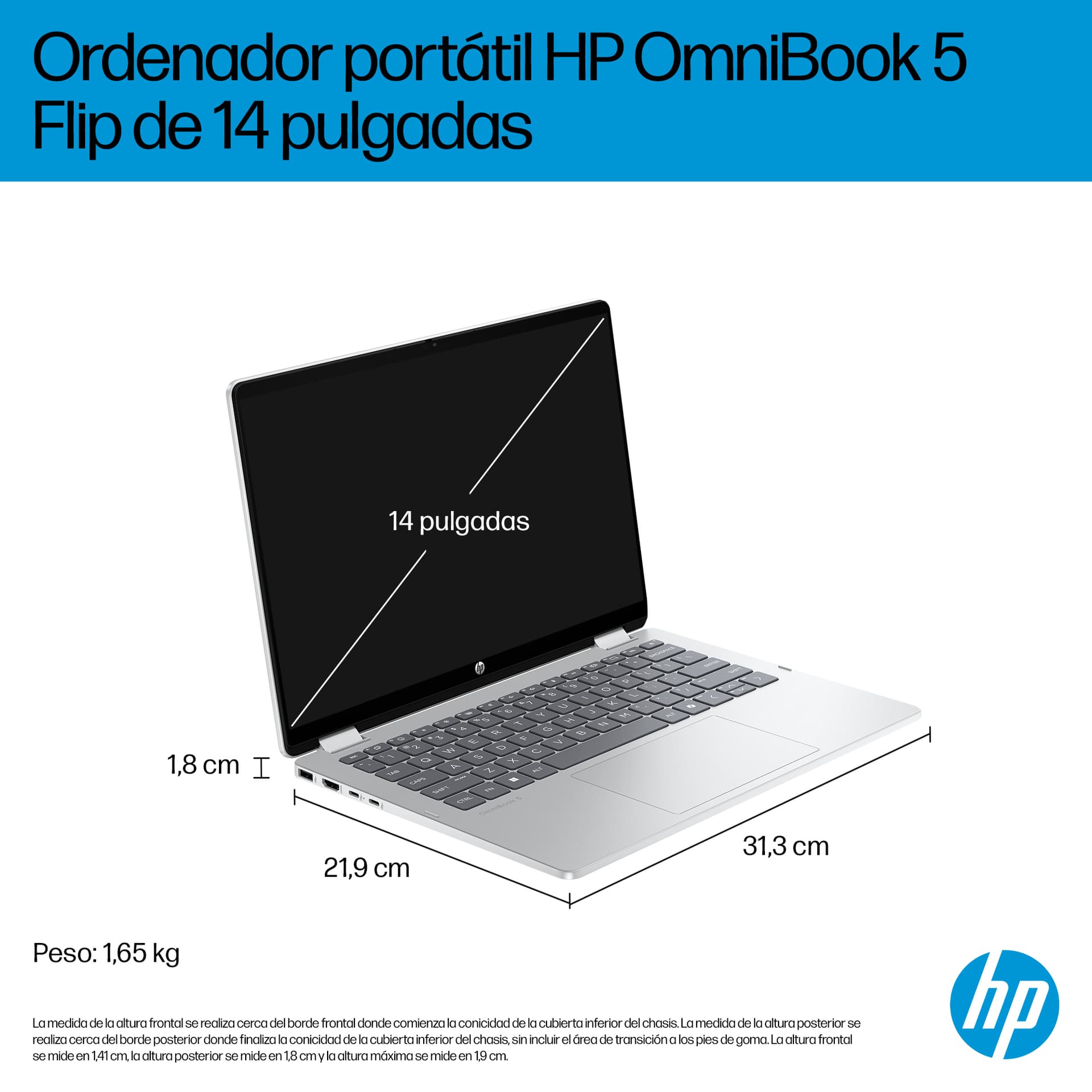 HP - Convertible 2 en 1 HP OmniBook 5 Flip 14-fp0003ns, Intel Core 7-150U, 16GB, 1TB SSD, 14', W11. - imagen 7