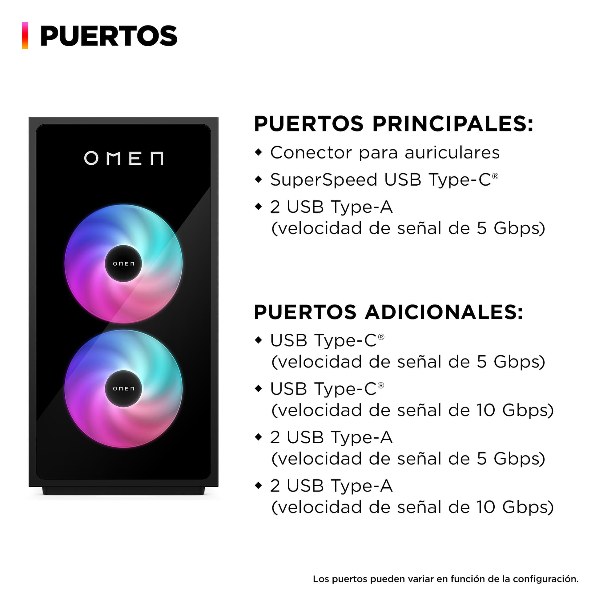 HP - Sobremesa Gaming HP OMEN GT16-0111ns, i7-14700F, 32GB, 1TB SSD, NVIDIA GeForce RTX 5060 8GB, W11. - imagen 3