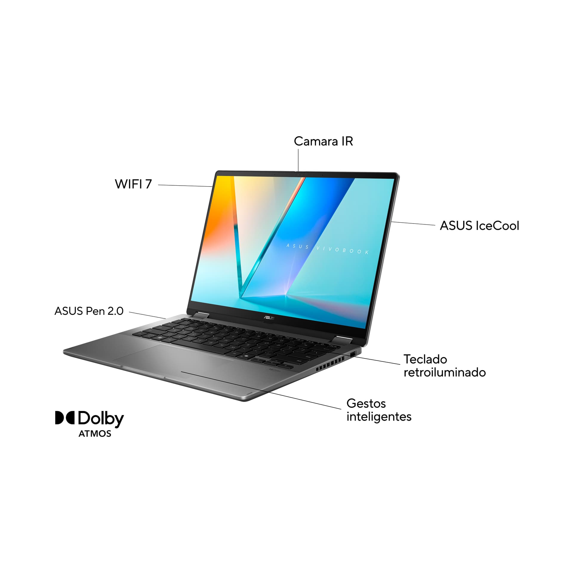 Asus - Convertible 2 en 1 ASUS Vivobook Flip TP3407SA-QL064W, Intel Core Ultra 7-258V, 32GB, 1TB SSD, 14', W11. - imagen 4