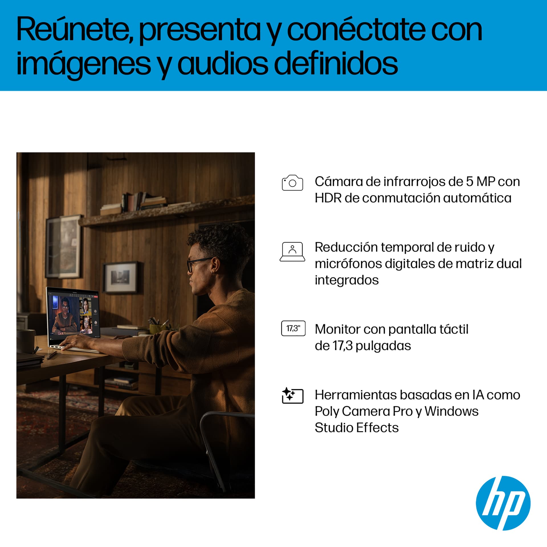 Portátil-HP OmniBook 7 NGAI 17-dc0003ns Copilot+ PC, 17,3" FHD, Intel® Core™ Ultra 258V, 32GB RAM, 1TB SSD, GeForce RTX 4050, Windows 11 Home, Plata - imagen 9