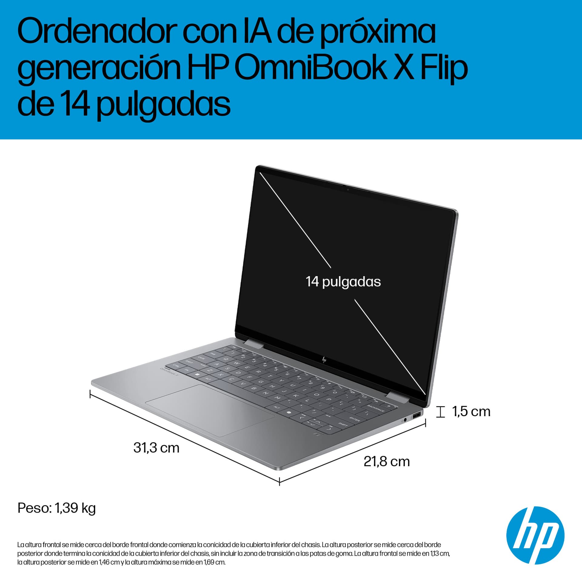 HP - Convertible 2 en 1 HP OmniBook X Flip 14-fk0001ns, Copilot+PC, Ryzen IA 7-350, 16GB, 1TB SSD, 14' OLED, W11. - imagen 9