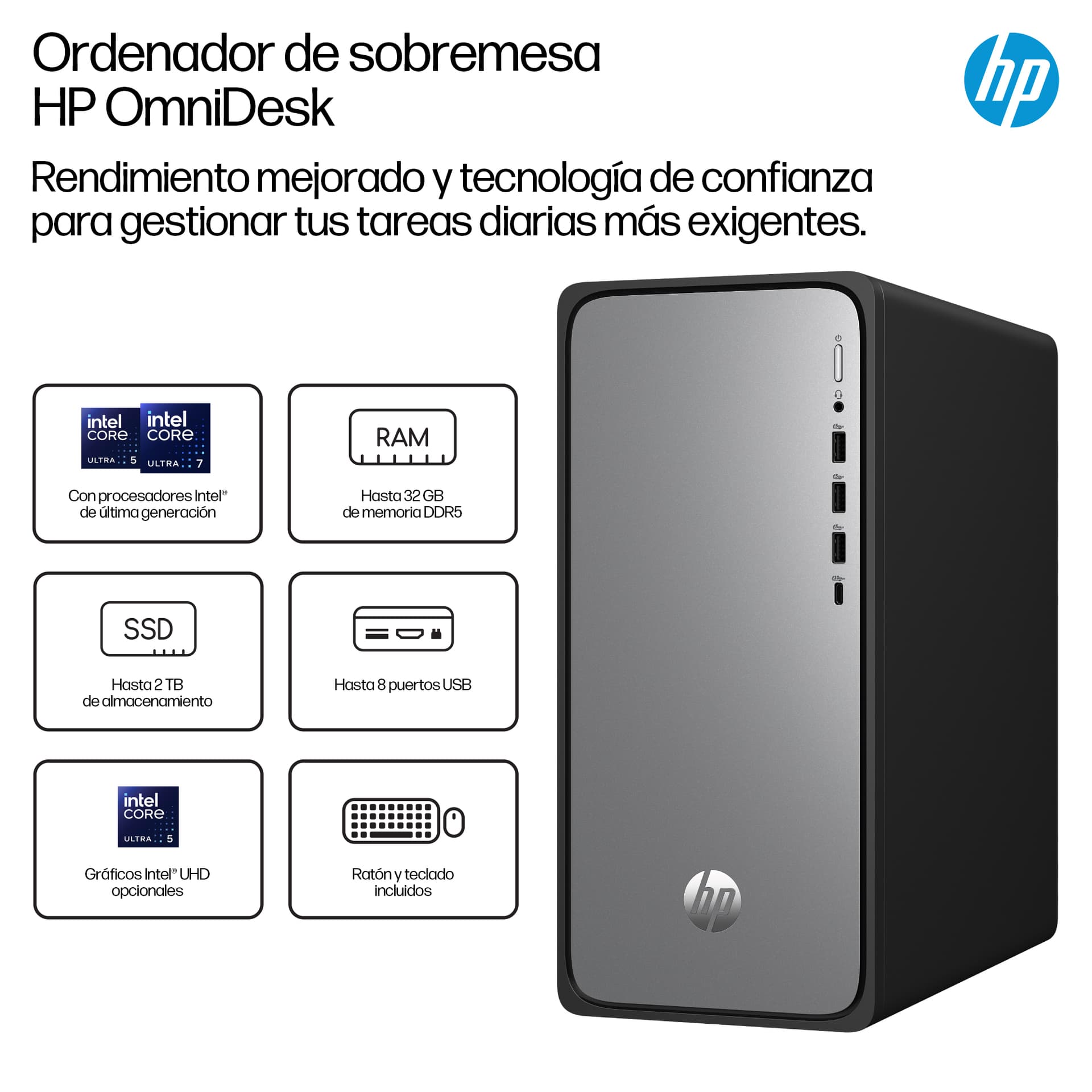 HP - Sobremesa HP OmniDesk M02-0001ns, Intel Core i7-14700, 16GB, 1TB SSD, W11. - imagen 4