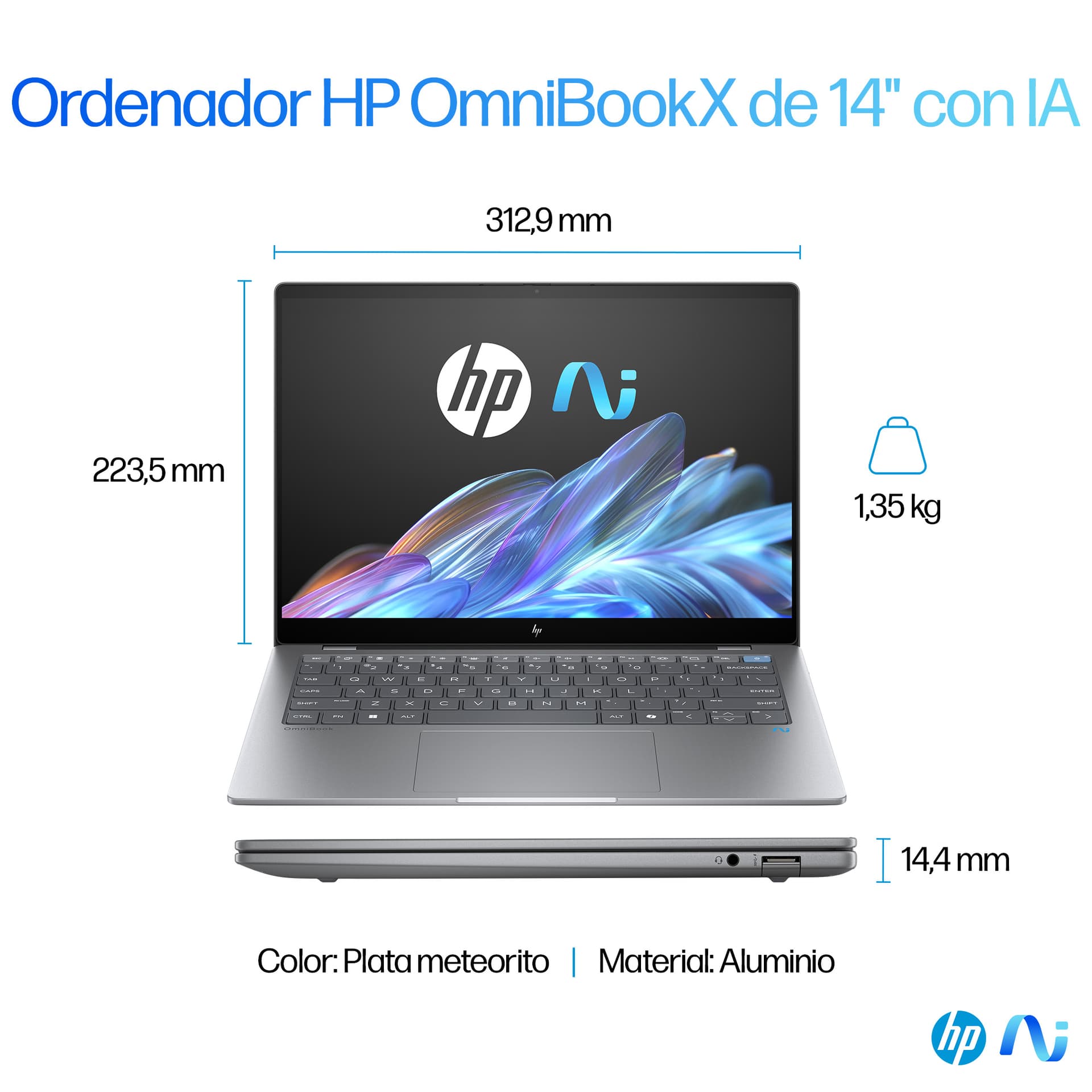 HP - Portátil HP OmniBook X 14-fe0000ns Copilot+PC, Snapdragon X Elite X1E-78-100, 16GB, 1TB SSD, 14', W11. - imagen 7