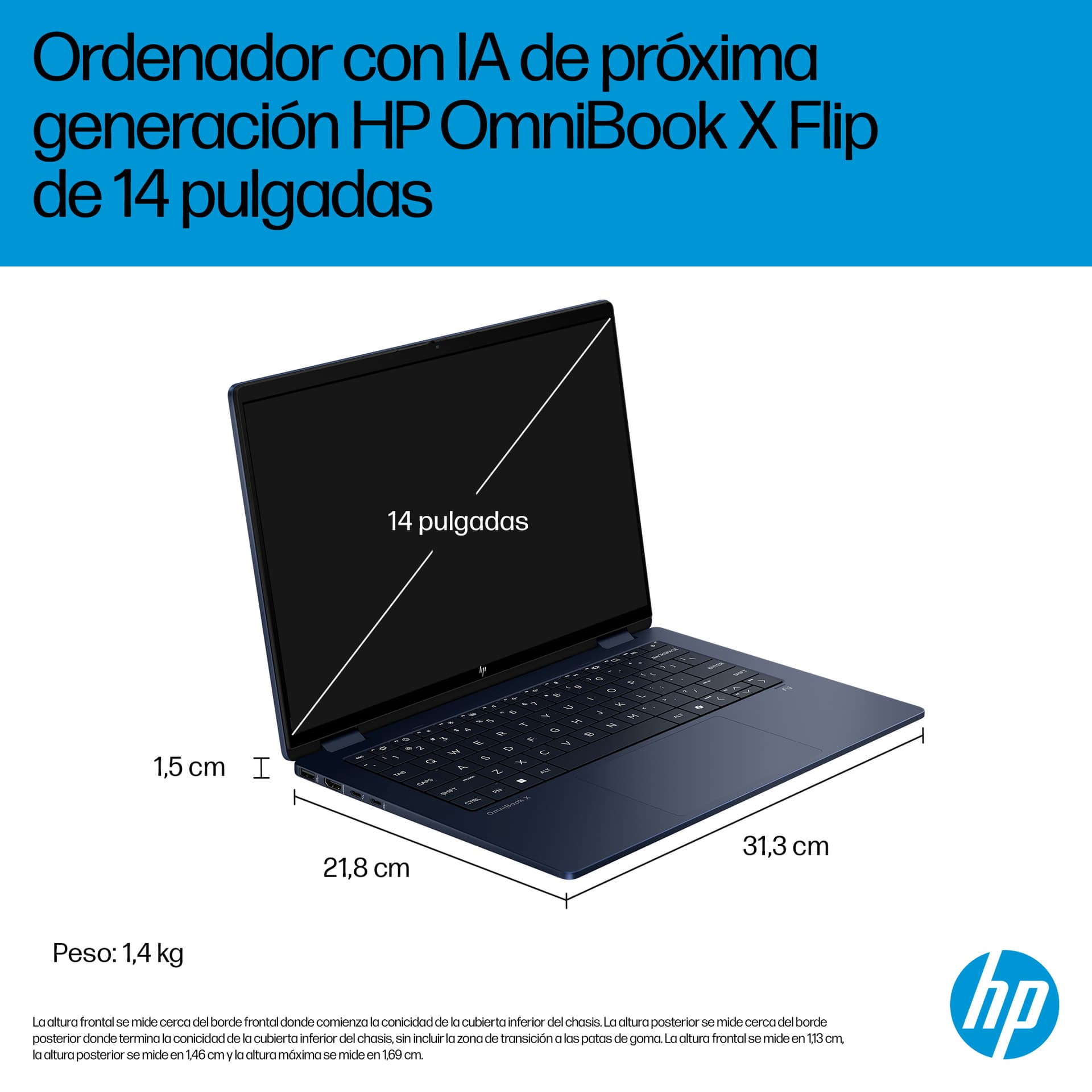 HP - Convertible 2 en 1 HP OmniBook X Flip 14-fm0000ns, Copilot+PC, Intel Core Ultra 7 EVO 258V, 32GB, 1TB SSD, 14' OLED, W11. - imagen 8