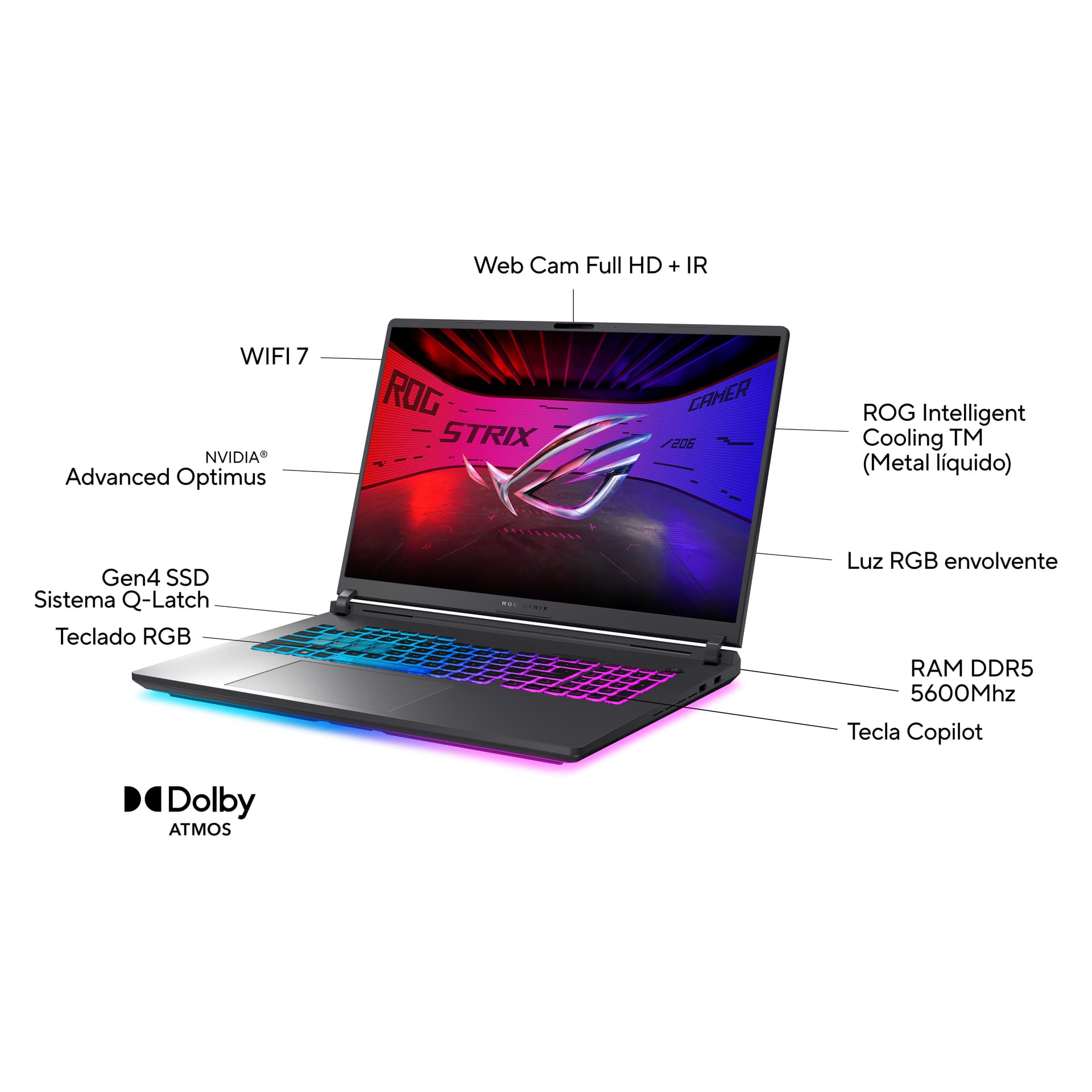 Portátil gaming - ASUS ROG Strix G18 G815LM-S9004, 18" WQXGA, Intel® Core™ Ultra 9 275HX, 32GB RAM, 1 TB SSD, GeForce RTX™ 5060, SSO - imagen 4
