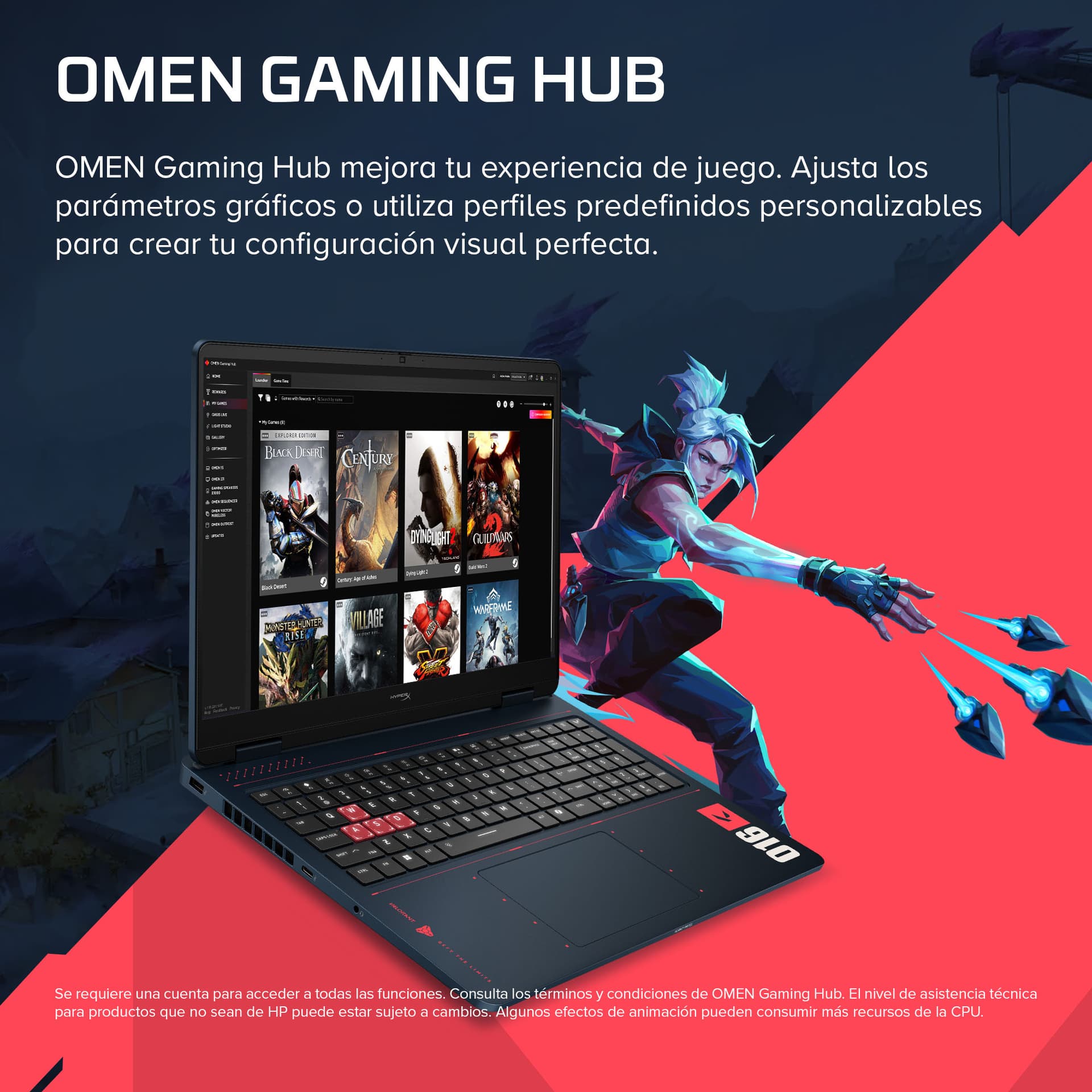 HP - Portátil Gaming HP HyperX OMEN 16-ap1600ns (Edición Valorant), Ryzen 7-8745HX, 24GB, 1TB SSD, Nvidia GeForce RTX 5060 8GB, 16", W11. - imagen 12