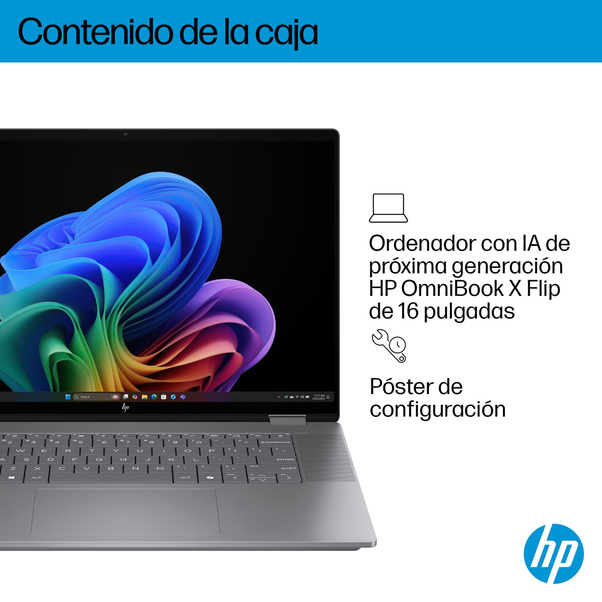 HP - Convertible 2 en 1 HP OmniBook X Flip 16-ar0001ns, Copilot+PC, Ryzen IA 7-350, 16GB, 1TB SSD, 16' OLED, W11. - imagen 8
