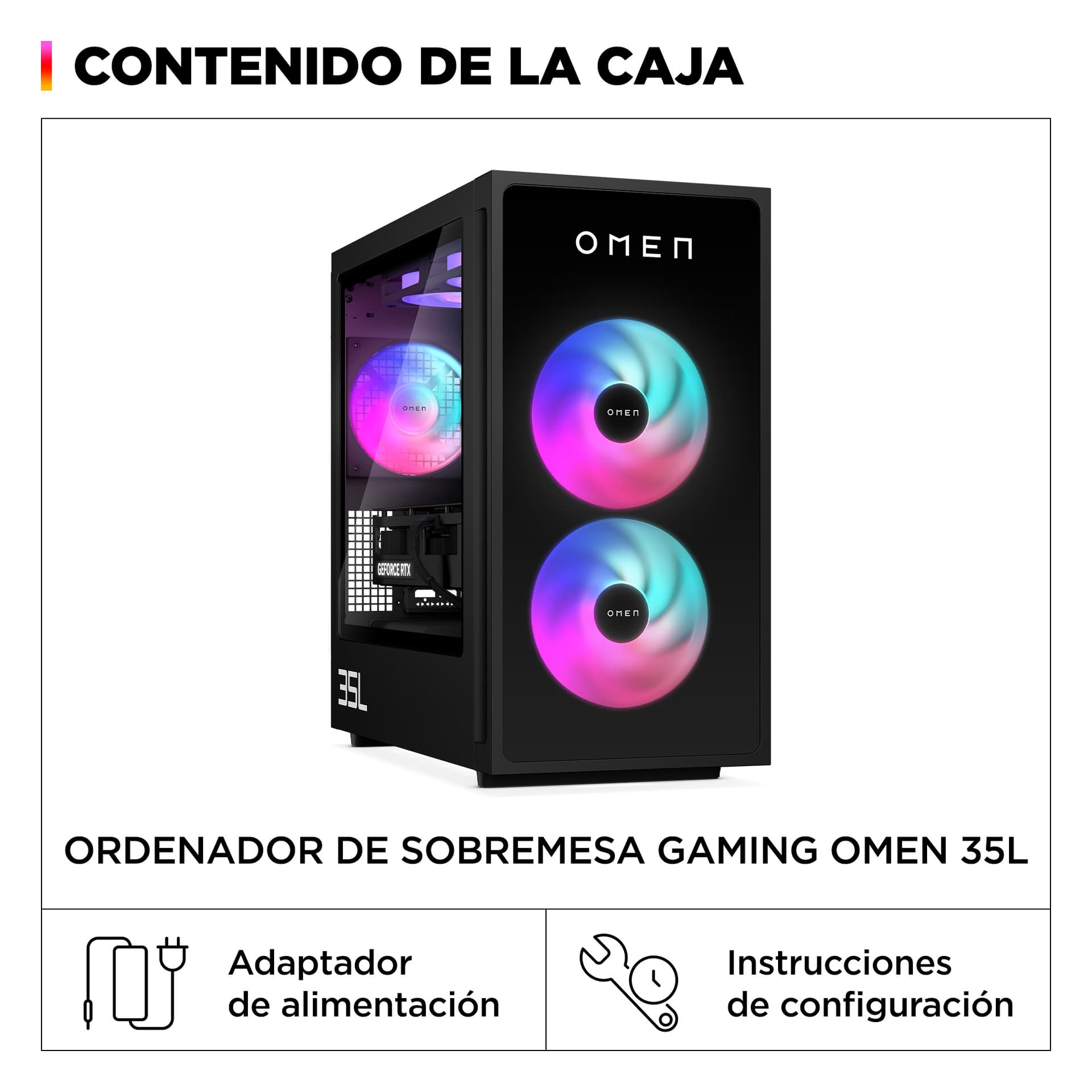 PC gaming - HP OMEN 35L Gaming Desktop GT16-0108ns, AMD Ryzen™ 7 8700F, 32 GB RAM, 1 TB SSD, GeForce RTX™ 5060, Windows 11 Home, Negro - imagen 5