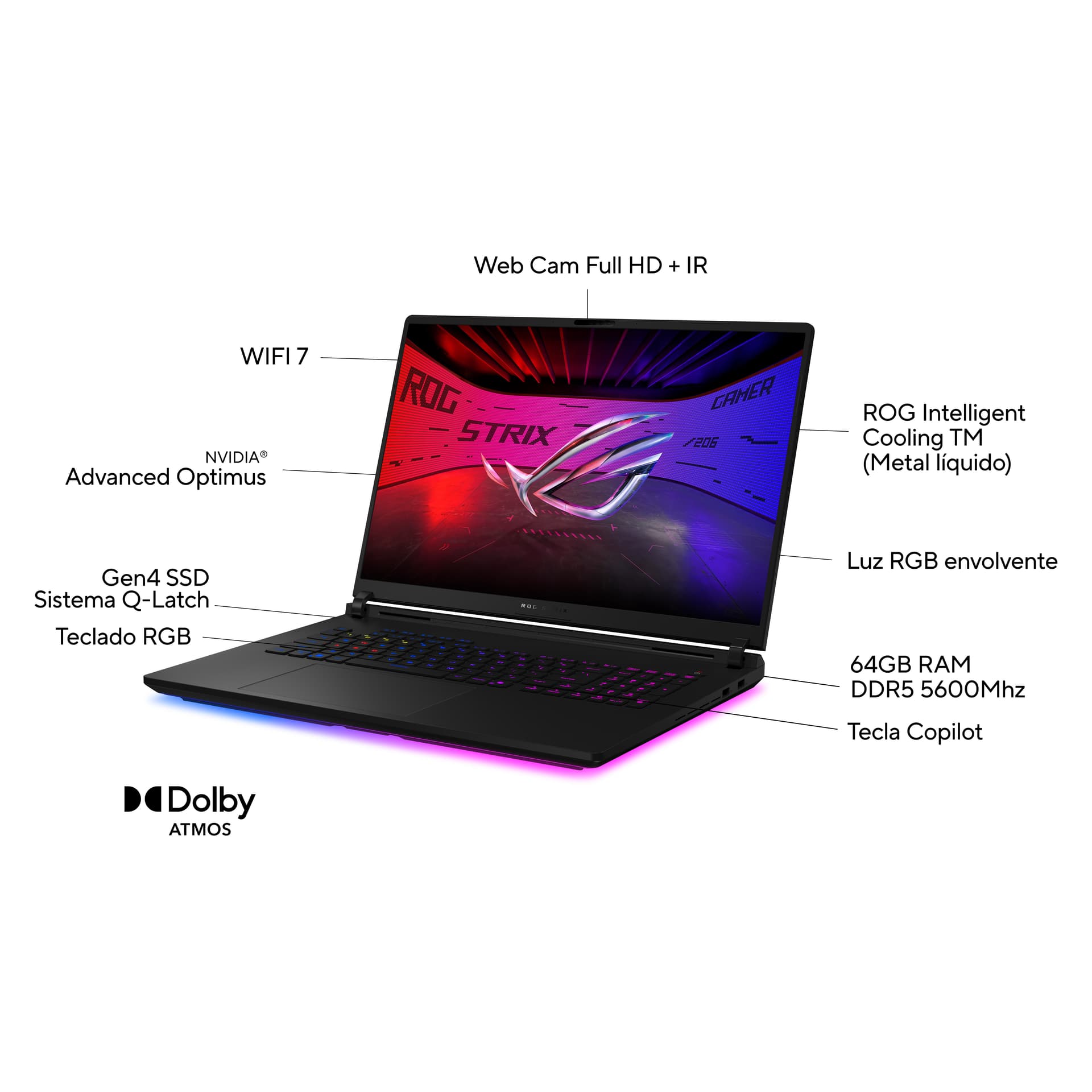 Portátil gaming - ASUS ROG Strix SCAR 18 G835LX-SA094W, " WQXGA, Intel® Core™ Ultra 9 275HX, 64GB RAM, 1TB SSD, GeForce RTX™ 5090, Windows 11 - imagen 6