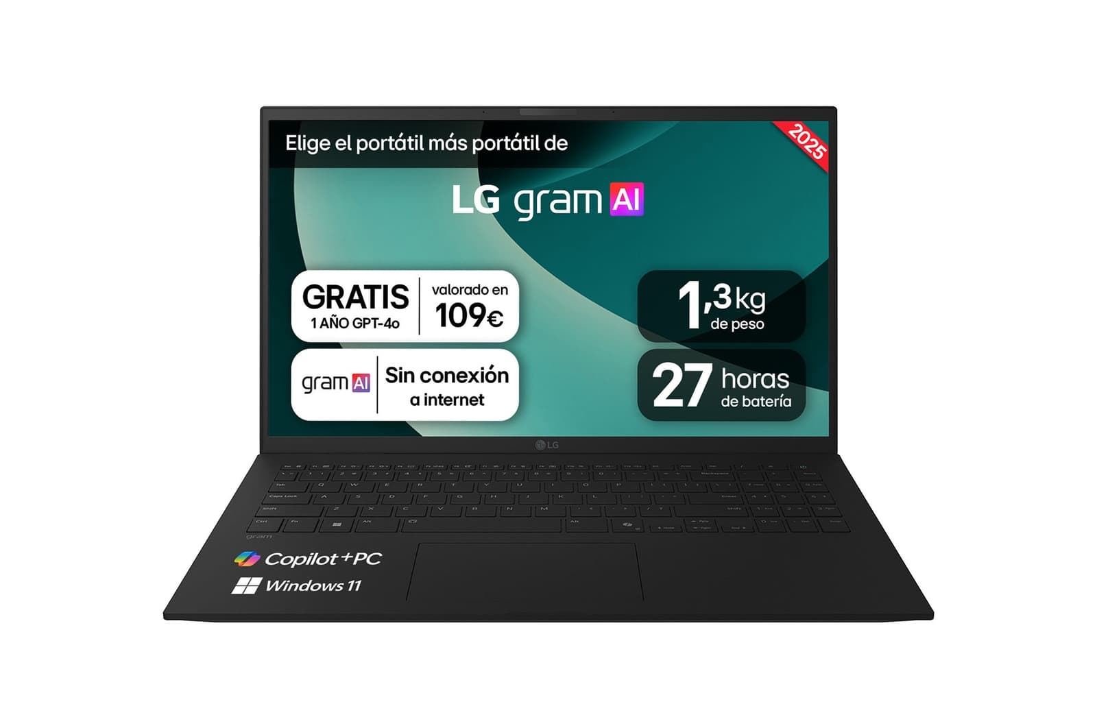 Portátil - LG 15Z80T-G.AU88B Copilot+ PC, 15" Full-HD, AMD Ryzen™ AI 7 350, 50 TOPS, 32GB RAM, 1TB SSD, Radeon™ 860M, W11H - imagen 3