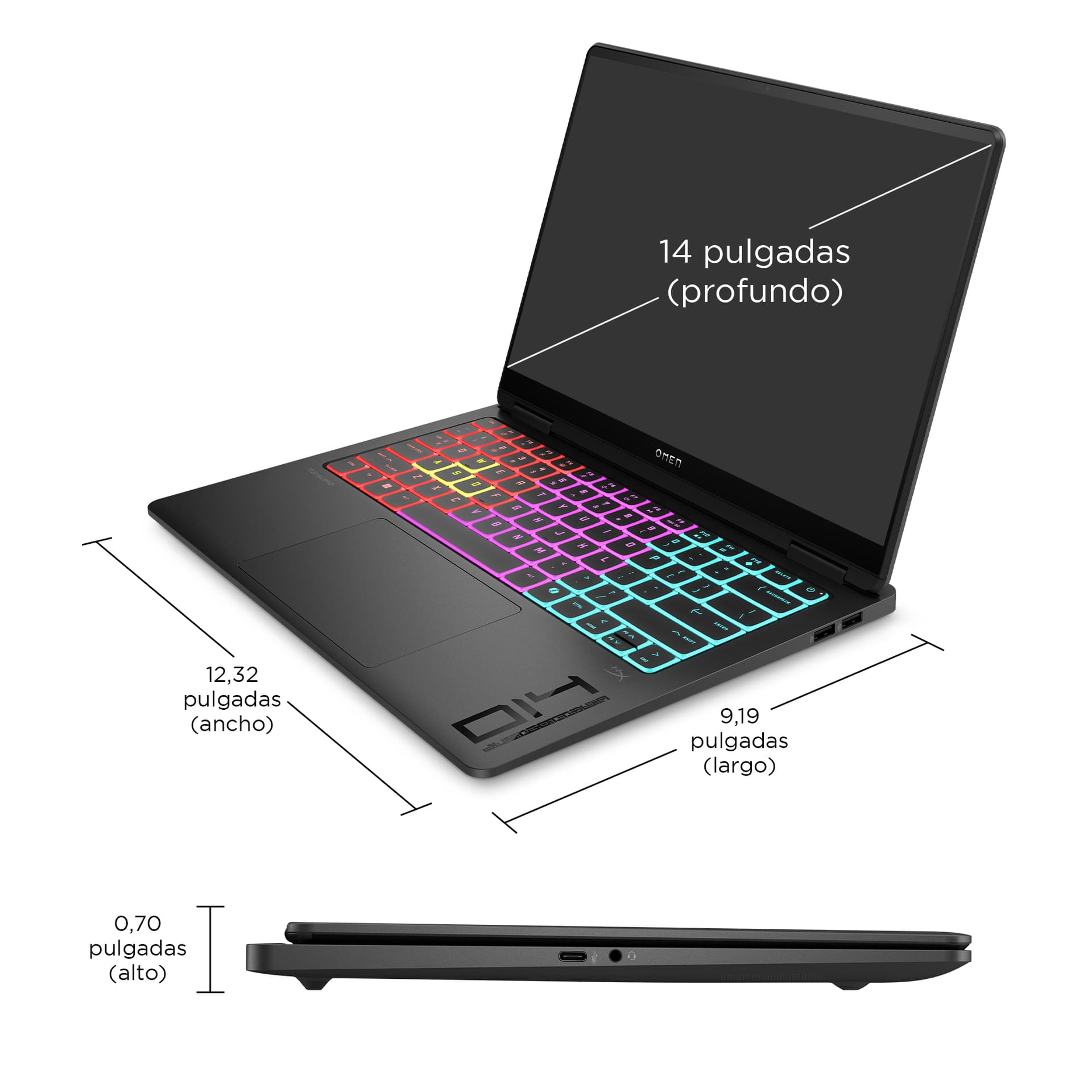Portátil gaming - HP OMEN Transcend 14-fb1004ns, 14" 3K, Intel® Core™ Ultra 7 255H, 32GB RAM, 1TB SSD, GeForce RTX™ 5060, Sin sistema operativo - imagen 8