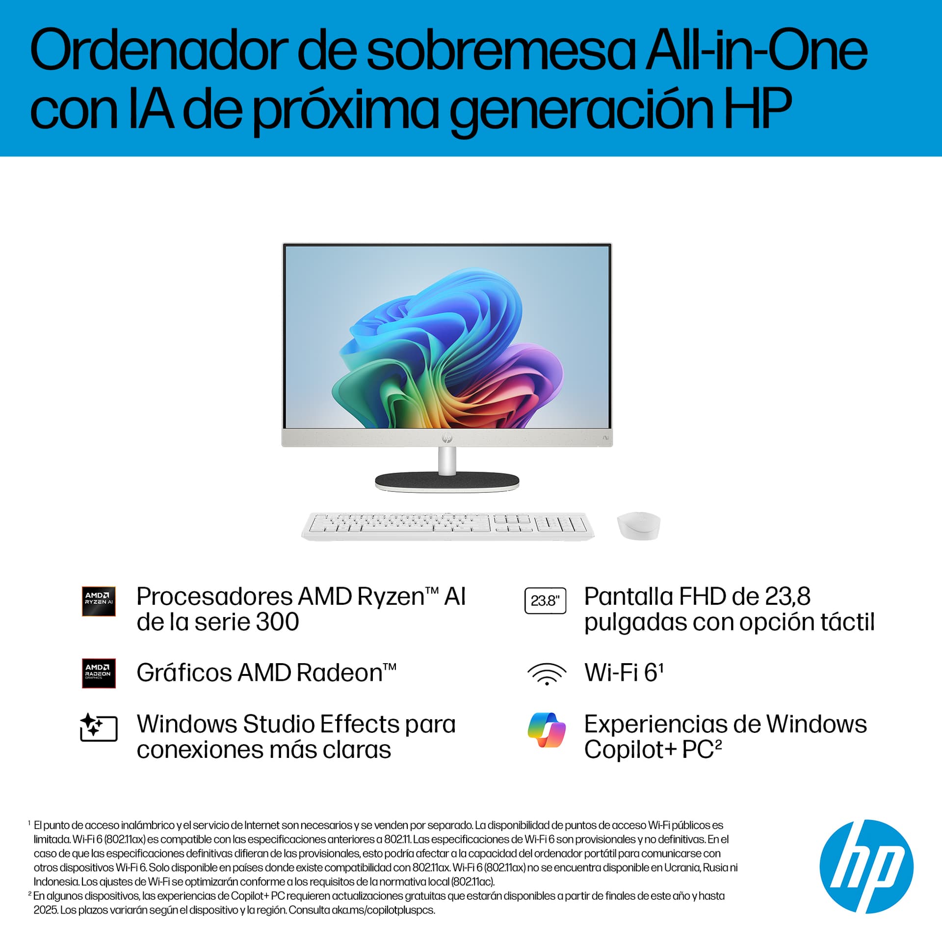 HP - All in One HP 24-ct2003ns, Copilot+PC, Ryzen AI 5, 16GB, 1TB SSD, 23,8', W11. - imagen 4