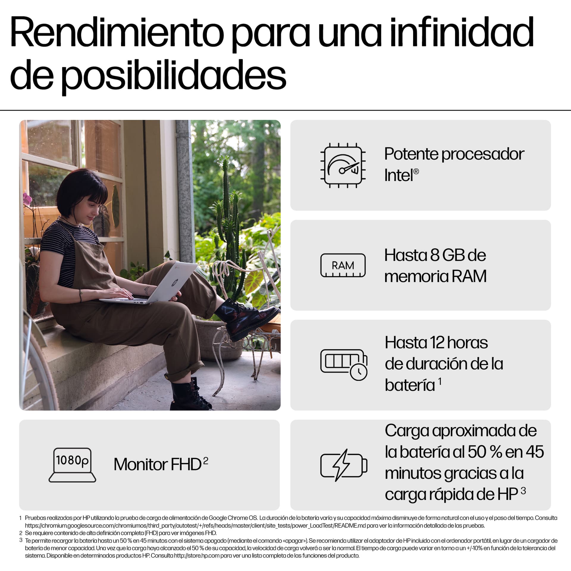 HP - Chromebook convertible 2 en 1 HP Chromebook Plus 14b-cd0000ns x360, i3-N305, 8GB, 256GB UFS, 14', ChromeOS. - imagen 9
