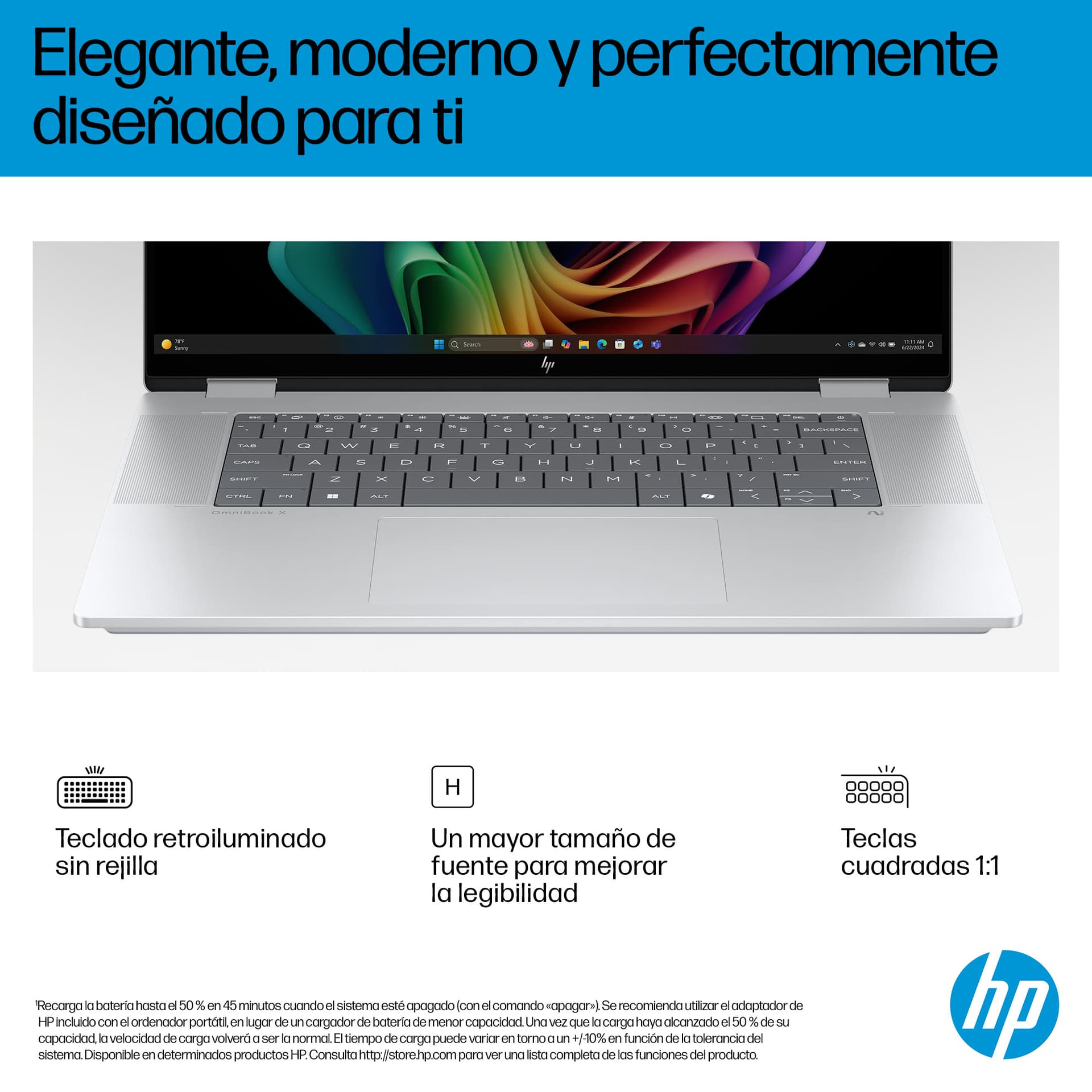 HP - Convertible 2 en 1 HP OmniBook X Flip 16-as0001ns, Copilot+ PC, Intel Core Ultra 7 256V, 16GB, 1TB SSD, 16" OLED, W11. - imagen 9