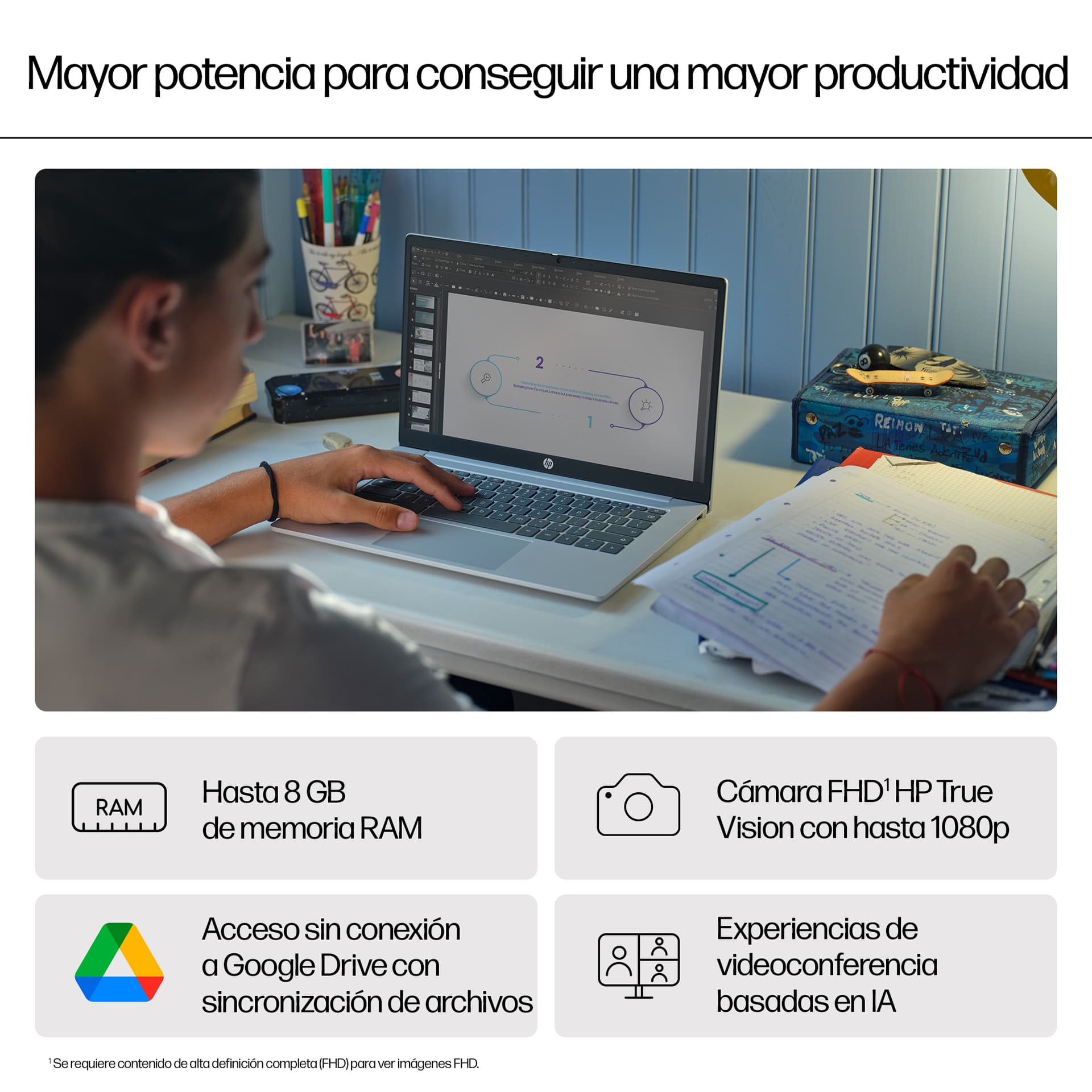 HP - Chromebook HP Chromebook Plus 14a-nf0000ns, i3-N305, 8GB, 256GB UFS, 14', ChromeOS. - imagen 9