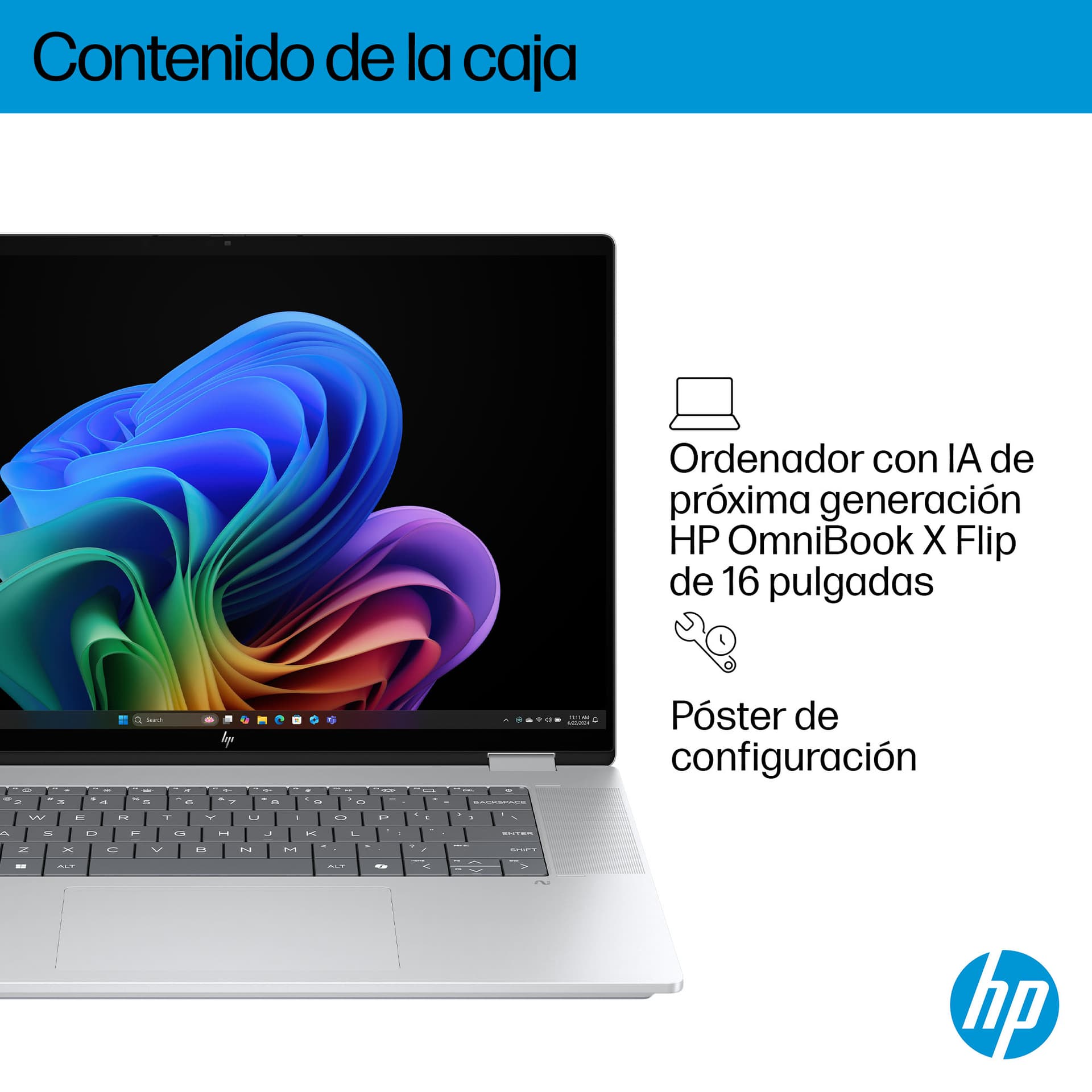 HP - Convertible 2 en 1 HP OmniBook X Flip 16-as0001ns, Copilot+ PC, Intel Core Ultra 7 256V, 16GB, 1TB SSD, 16" OLED, W11. - imagen 6