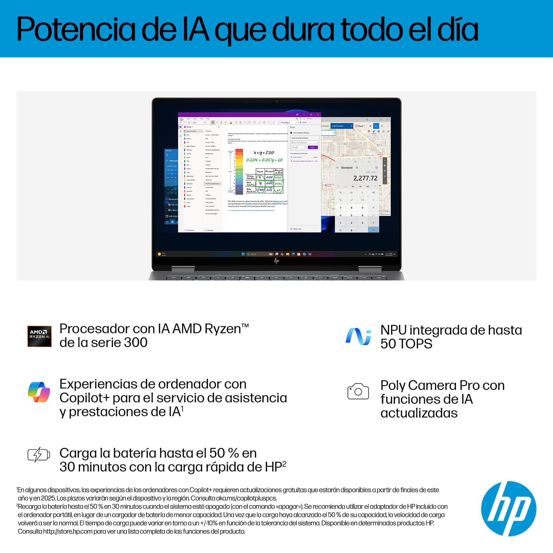 HP - Convertible 2 en 1 HP OmniBook X Flip 14-fk0000ns, Copilot+PC, Ryzen IA 7-350, 32GB, 1TB SSD, 14' OLED, W11. - imagen 13