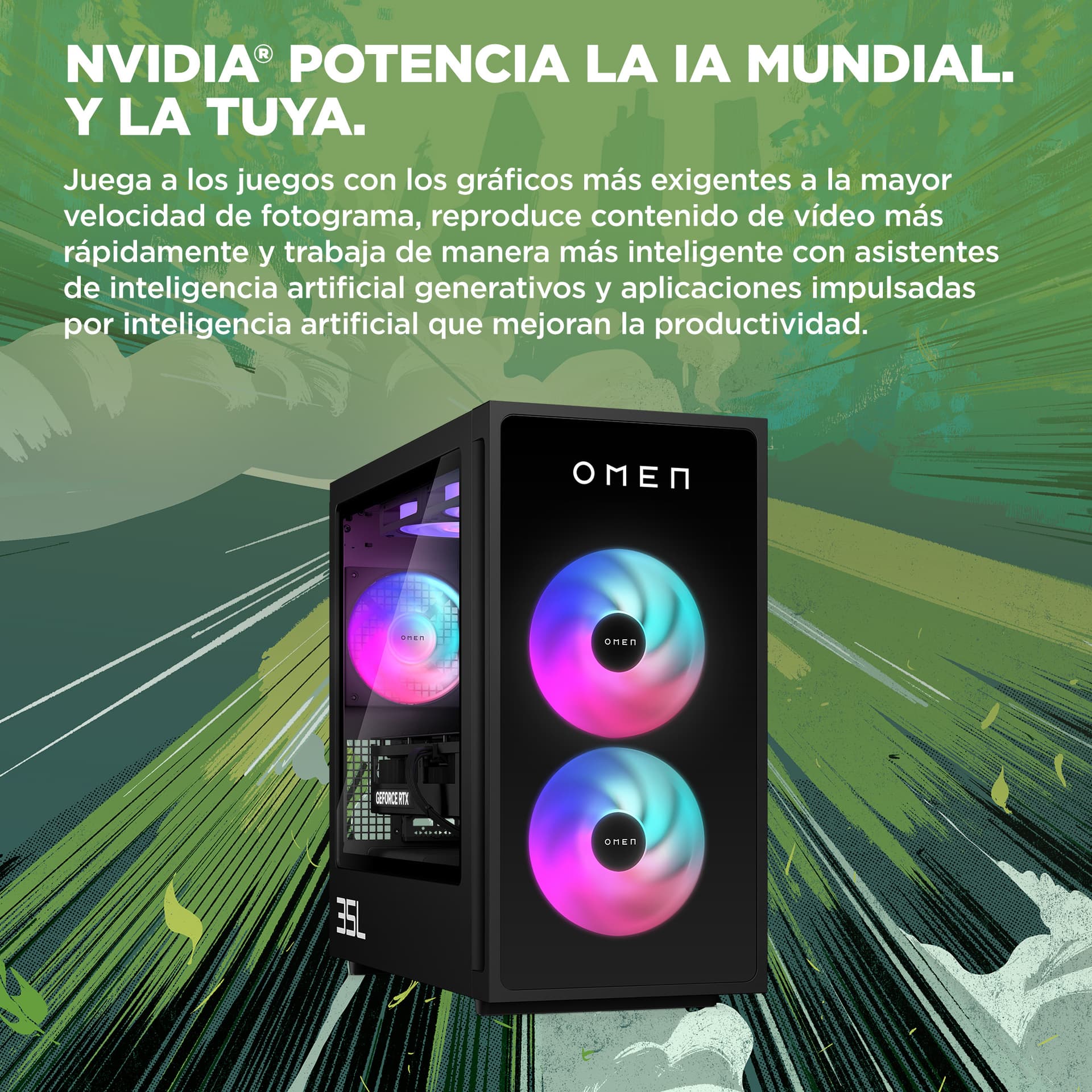 PC gaming - HP OMEN 35L Gaming Desktop GT16-0096ns,Intel® Core™ i7-14700F, 32 GB RAM, 1 TB SSD, GeForce RTX™ 5060 Ti, Sin sistema operativo, Negro - imagen 6