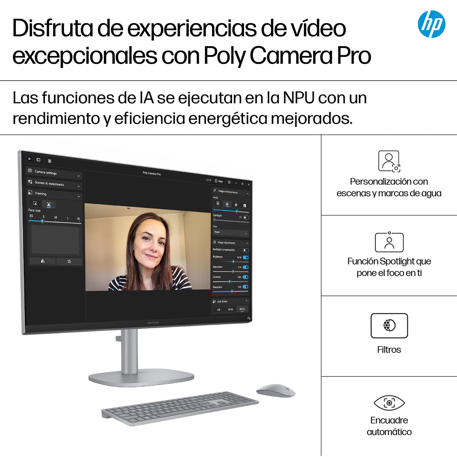 All in one - HP OmniStudio X All-in-One Desktop Next Gen AI 27-cs1011ns Copilot+PC, 27" UHD 4K, Intel® Core™ Ultra 7 258V 47 TOPS, 32GB RAM, 1TB SSD - imagen 10
