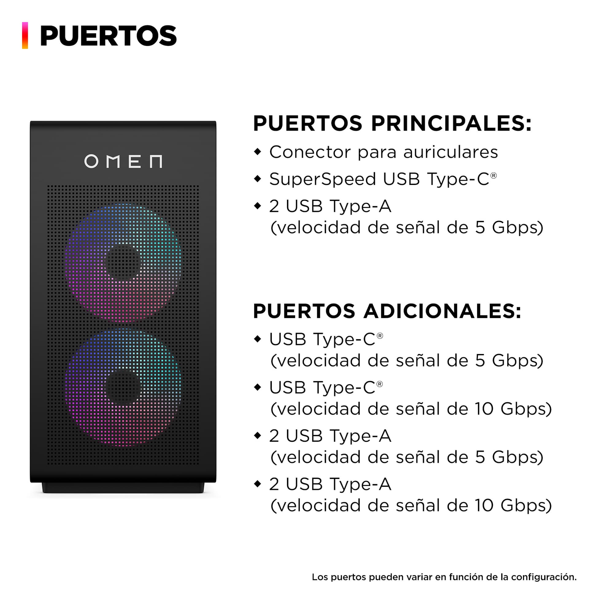 HP - Sobremesa Gaming HP OMEN GT16-0091ns, Intel Core Ultra 7-265F, 32GB, 1TB SSD, Nvidia GeForce RTX 5070Ti 16GB, W11. - imagen 4